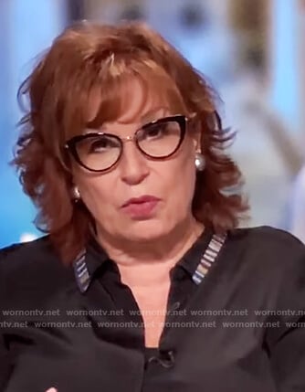 Joy’s black embroidered trim blouse on The View