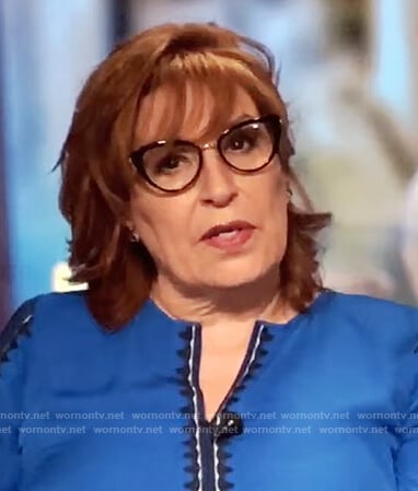 Joy’s blue embroidered trim blouse on The View