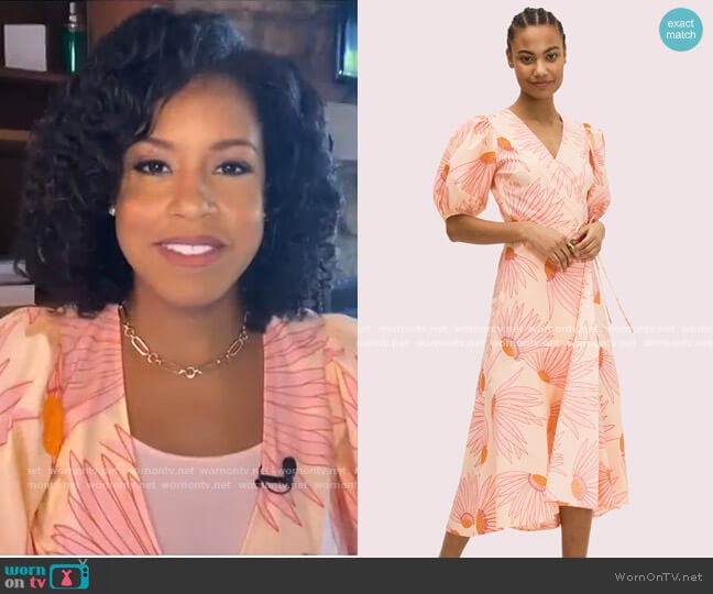 Kate Spade Falling Flower Wrap Dress worn by Sheinelle Jones on Today