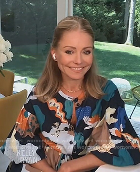 Kelly’s mixed print shirtdress on Live with Kelly and Ryan