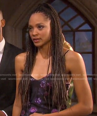 Lani’s black floral slip dress on Days of our Lives