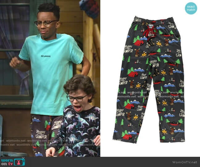 Lazy One Happy Camper PJ Pant worn by Noah Lambert (Israel Johnson) on Bunkd