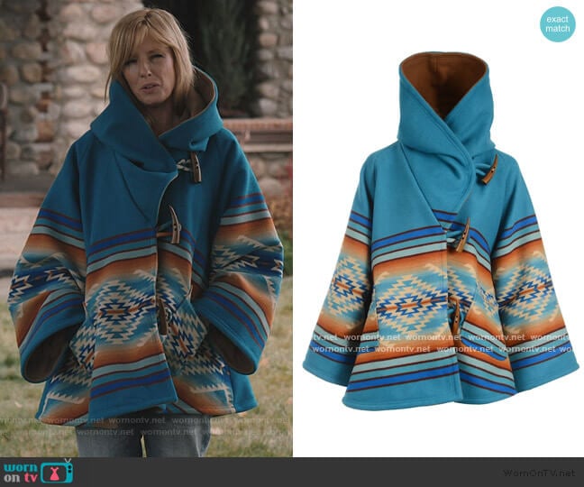 Lindsey Thornburg Pagosa Springs Classic Cloak worn by Beth Dutton (Kelly Reilly) on Yellowstone