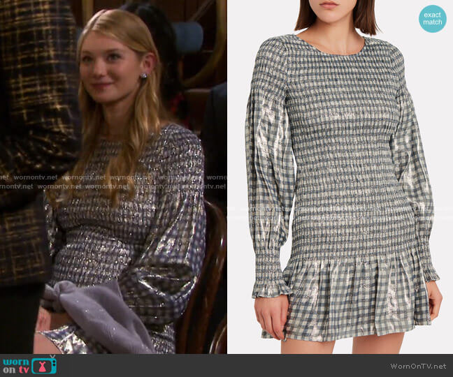 LoveShackFancy Metallic Check Dress worn by Alice Caroline Horton (Lindsay Arnold) on Days of our Lives