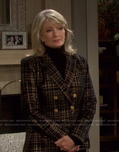 Marlena’s metallic plaid blazer on Days of our Lives