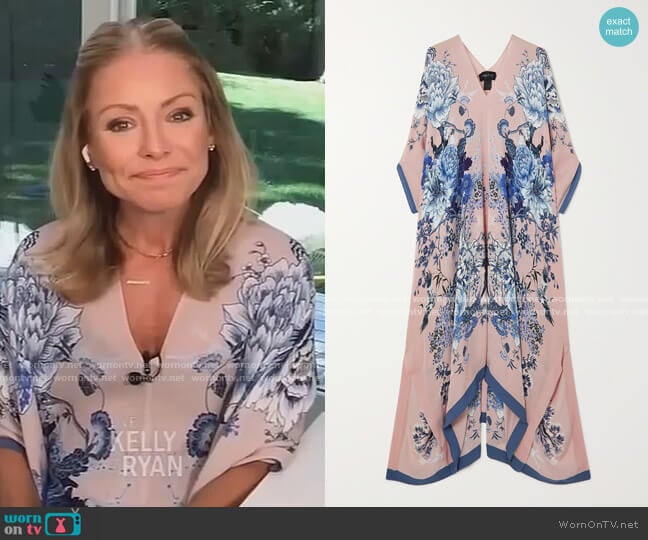 Meng Floral-Print Silk Kaftan worn by Kelly Ripa on Live with Kelly and Mark