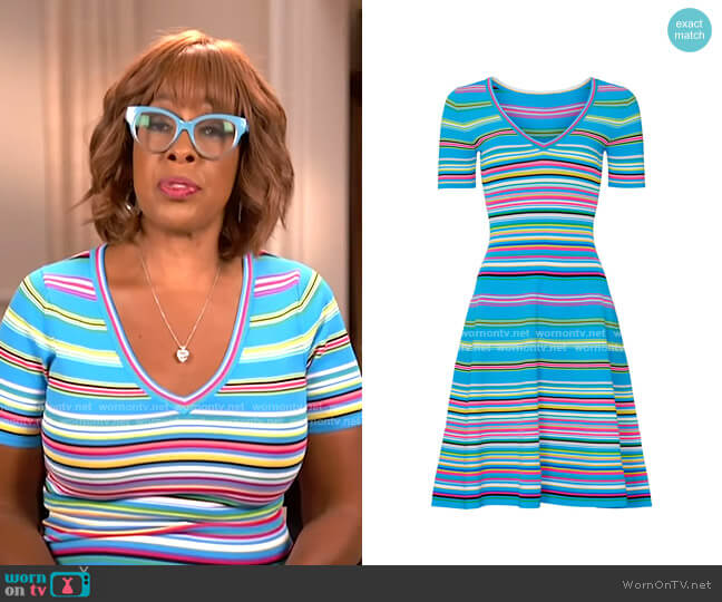 Milly Micro Stripe Flared Dress worn by Gayle King on CBS Mornings