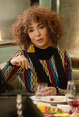 Nessa’s multi-color striped sweater on A Nice Girl Like You