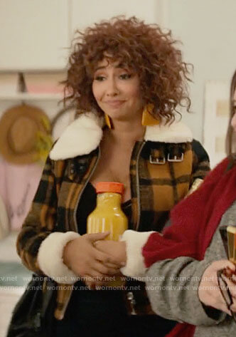 Nessa’s mustard plaid jacket on A Nice Girl Like You