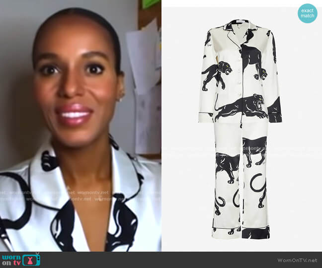 Olivia Von Halle Lila Panther-Print Silk Pyjamas