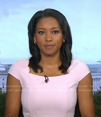 Rachel’s pink scalloped cap-sleeve dress on Good Morning America