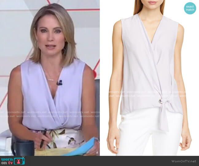 Rag & Bone Felix Silk Sleeveless Shirt worn by Amy Robach on Good Morning America