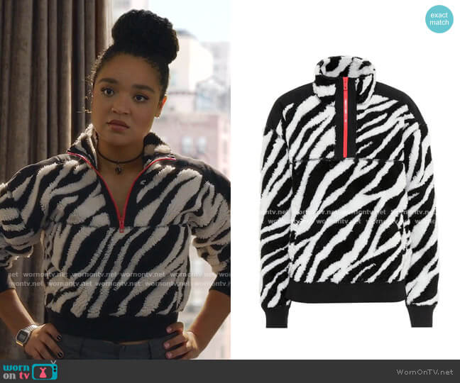 Rag & Bone Zebra Half-Zip Sweatshirt worn by Kat Edison (Aisha Dee) on The Bold Type