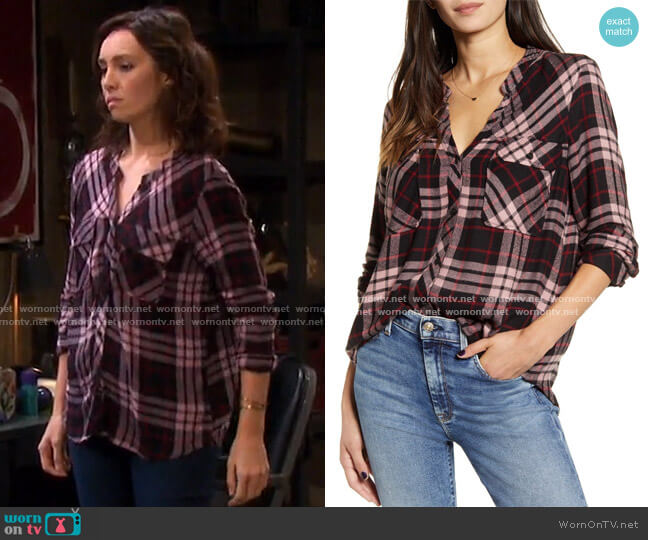 Rails Bentley Plaid Flannel Shirt worn by Gwen Rizczech (Emily O'Brien) on Days of our Lives