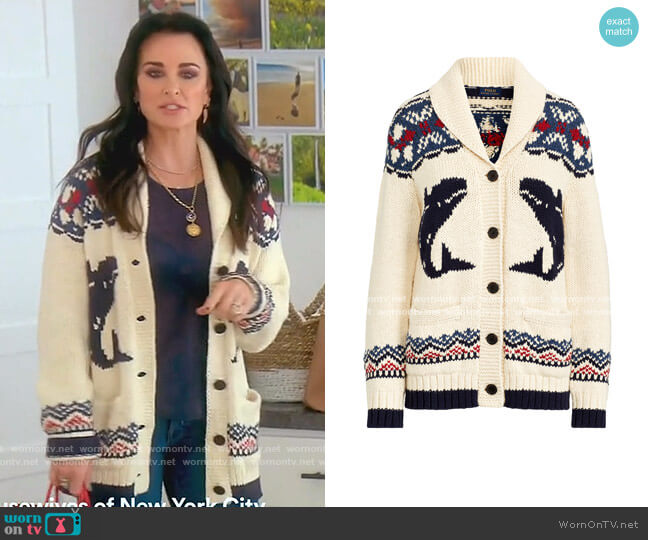 Ralph Lauren Nautical Shawl Cardigan worn by Kyle Richards on The Real Housewives of Beverly Hills