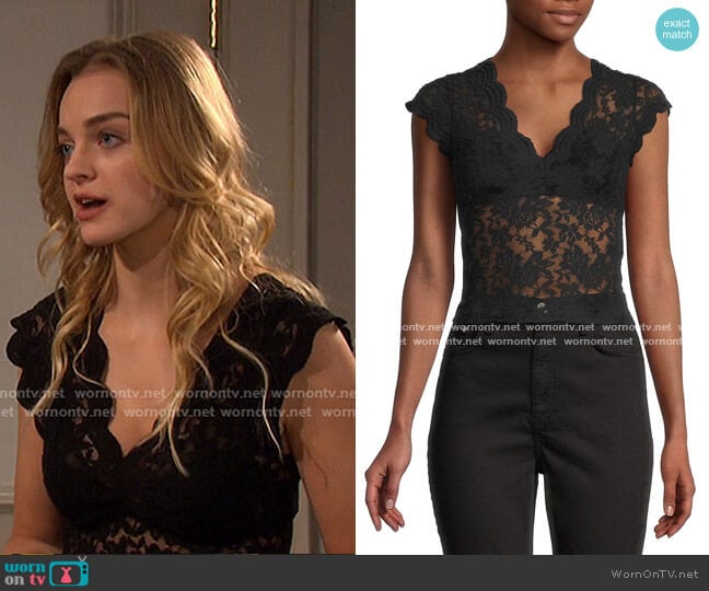 RD Style V-Neck Lace Top worn by Claire Brady (Olivia Keegan) on Days of our Lives