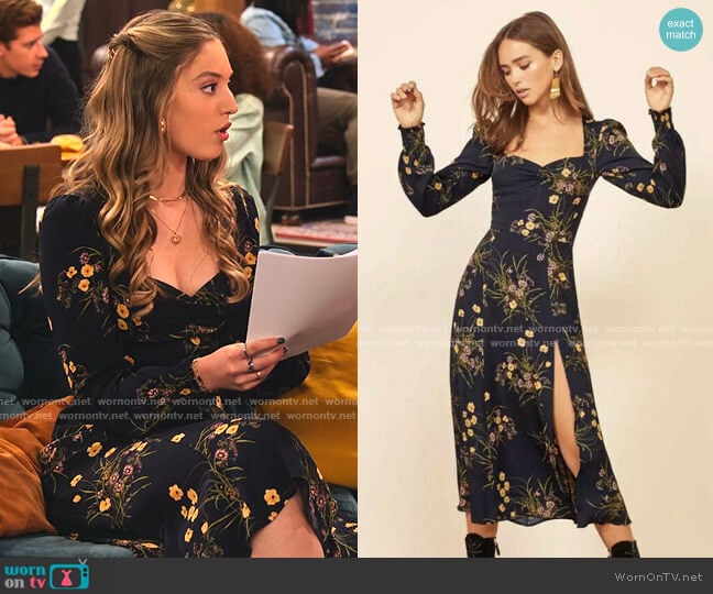 Reformation Wallflower Long Sleeve Midi Dress worn by Brooke Bishop (Bella Podaras) on The Expanding Universe of Ashley Garcia