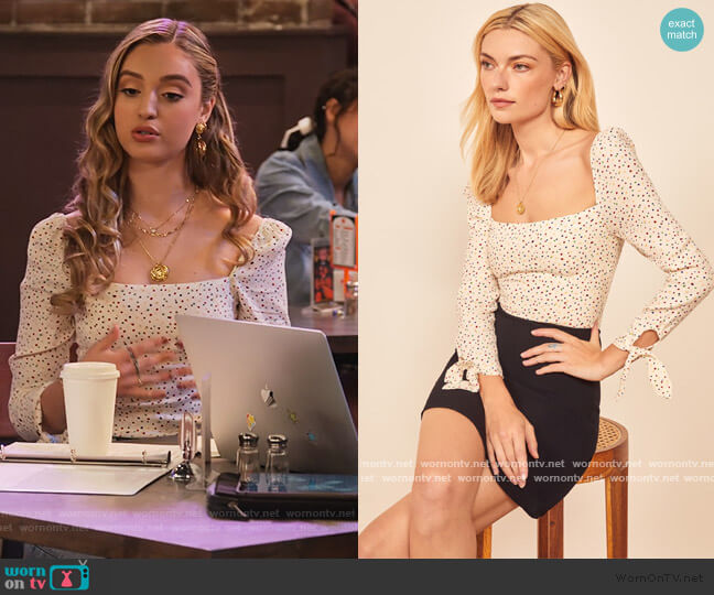 Reformation Kemmy Top worn by Brooke Bishop (Bella Podaras) on The Expanding Universe of Ashley Garcia