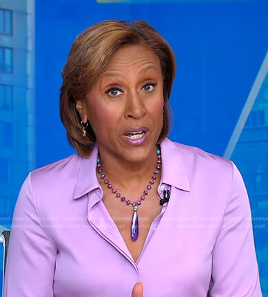 Robin’s lilac button down blouse on Good Morning America