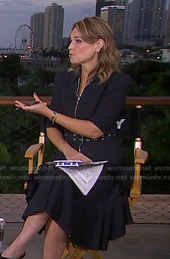 Savannah’s black zip front belted dress on Today