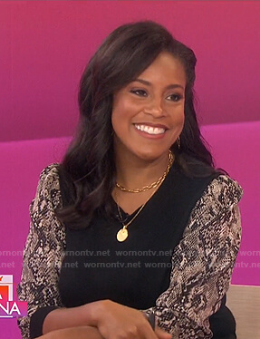 Sheinelle’s black snake print sleeve top on Today
