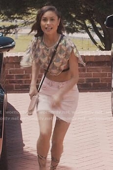 Sophia’s pink denim mini skirt on Greenleaf