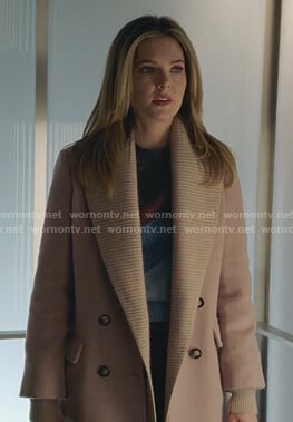 Sutton’s pink ribbed lapel coat on The Bold Type