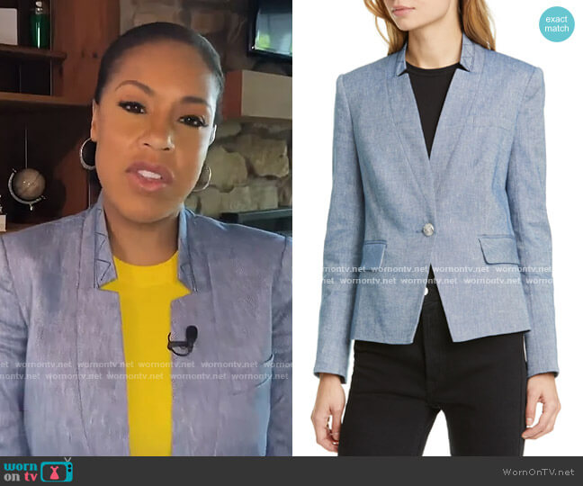Veronica Beard Slim-Fit High-Collar Blazer worn by Sheinelle Jones on Today