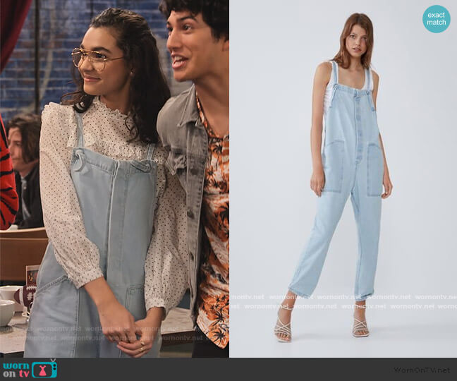 Zara Denim Jean Overalls worn by Ashley Garcia (Paulina Chávez) on The Expanding Universe of Ashley Garcia