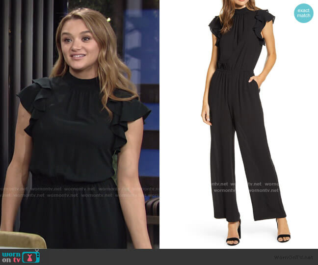 1.State Flutter Sleeve Jumpsuit worn by Summer Newman (Hunter King) on The Young and the Restless