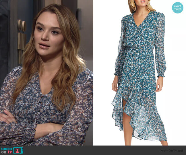 1.STATE Woodland Floral Cutaway Hem Dress worn by Summer Newman (Hunter King) on The Young and the Restless