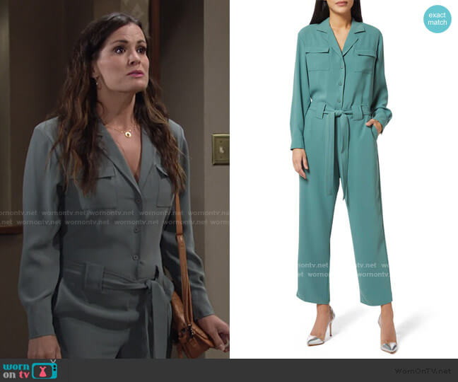 Amanda Uprichard Micki Jumpsuit worn by Chelsea Lawson (Melissa Claire Egan) on The Young and the Restless
