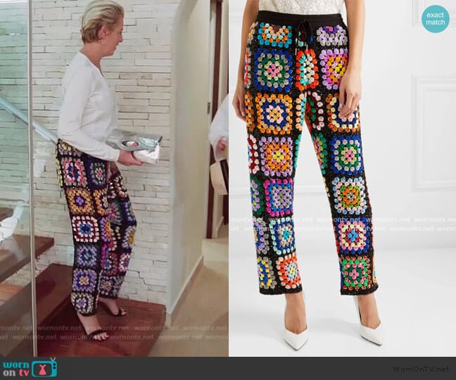 Ashish Cropped sequined georgette pants worn by Dorinda Medley on The Real Housewives of New York City