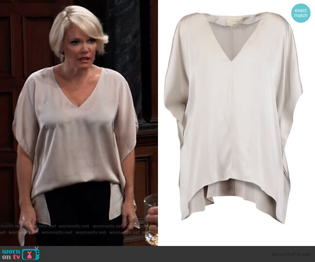 Alice + Olivia Nola draped washed stretch-silk top worn by Ava Jerome (Maura West) on General Hospital