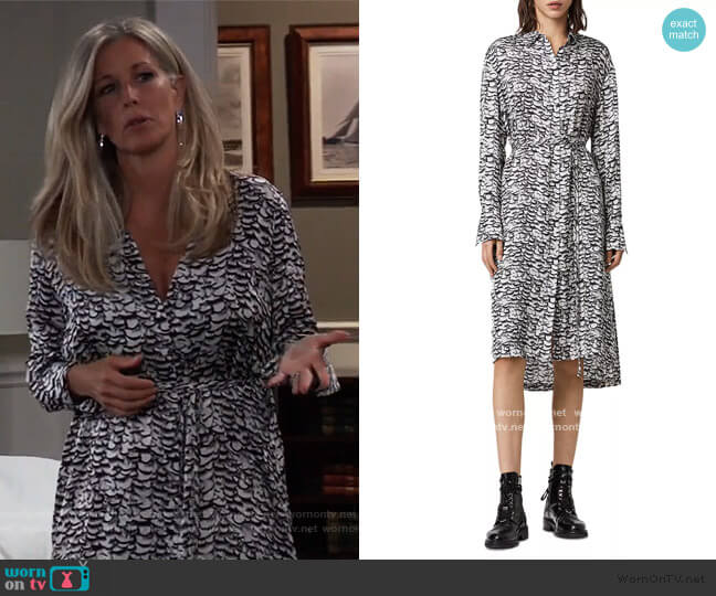 All Saints Anya Printed Shirtdress worn by Carly Spencer (Laura Wright) on General Hospital