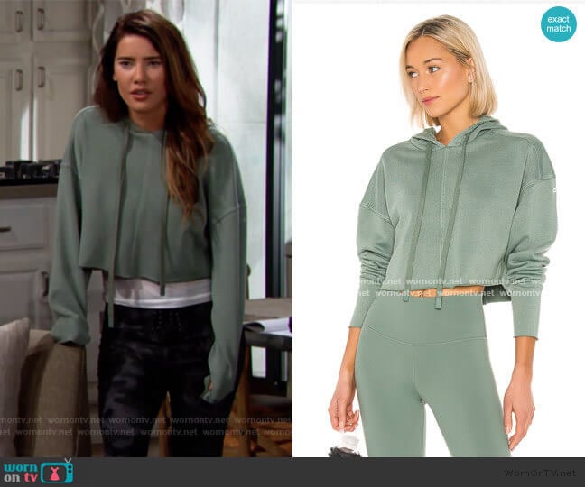 alo Washed Edge Hoodie worn by Steffy Forrester (Jacqueline MacInnes Wood) on The Bold and the Beautiful