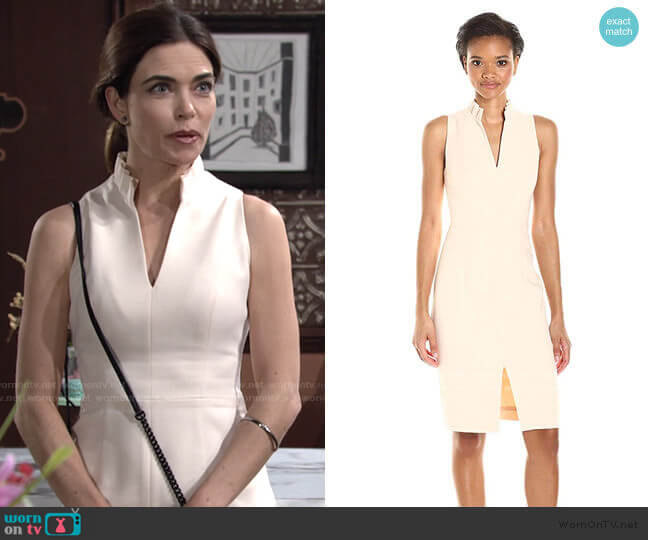 Black Halo Antoinette Sleeveless Sheath Dress worn by Victoria Newman (Amelia Heinle) on The Young and the Restless