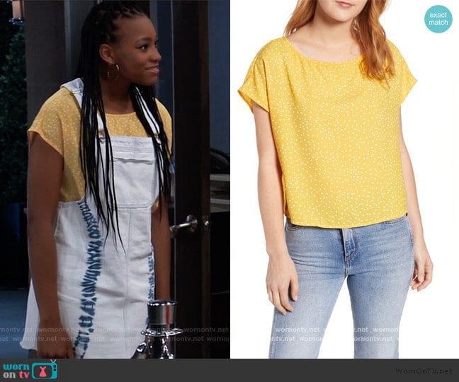 BP. Polka Dot Dolman Sleeve Top worn by Trina (Sydney Mikayla) on General Hospital