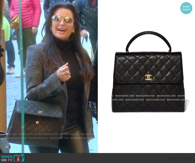 Chanel Quilted Caviar Kelly Bag worn by Kyle Richards on The Real Housewives of Beverly Hills