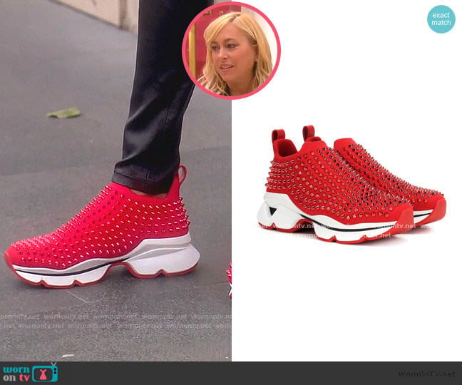 Christian Louboutin Spike Sock sneakers worn by Sutton Stracke on The Real Housewives of Beverly Hills