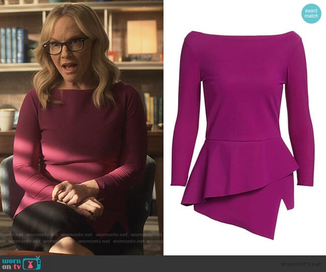 Chiara Boni La Petite Robe Skia Asymmetric Top worn by Linda Martin (Rachael Harris) on Lucifer