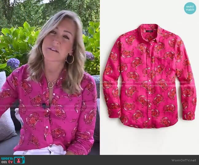 J. Crew Classic-Fit Boy Shirt in Ratti King Crab Print worn by Lara Spencer on Good Morning America