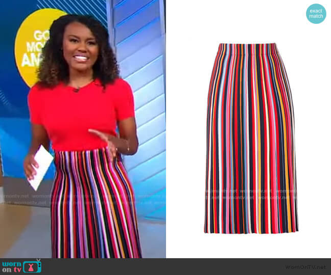 Tory Burch Ellis Striped Skirt worn by Janai Norman on Good Morning America