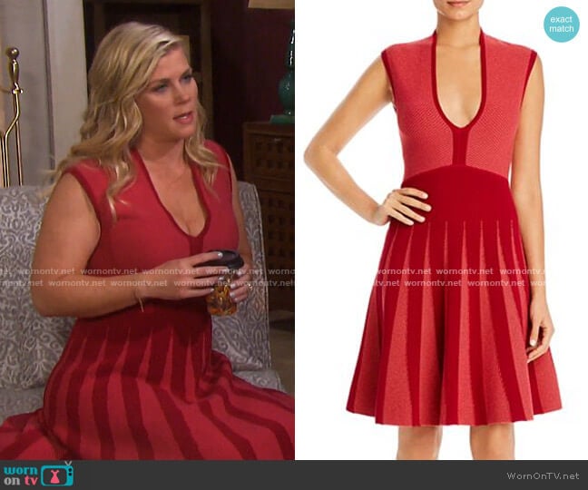 Emporio Armani Sleeveless Knit Fit-and-Flare Dress worn by Sami Brady (Alison Sweeney) on Days of our Lives