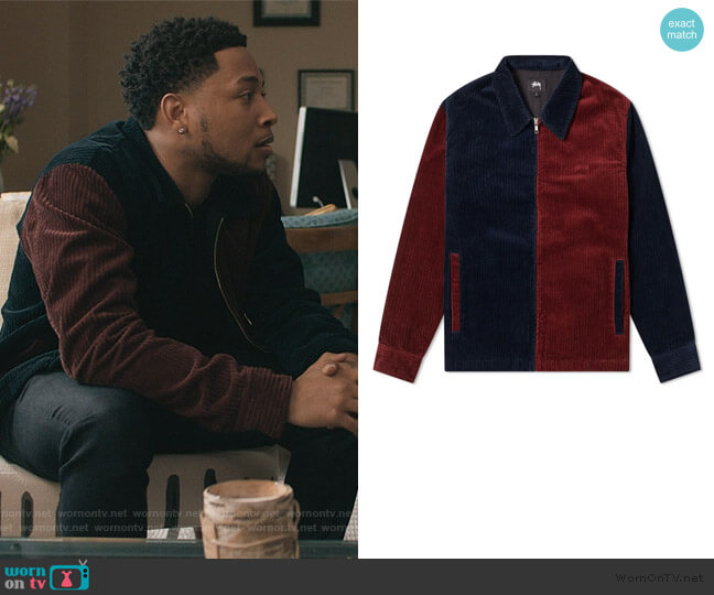 Stussy Mix Up Cord Jacket worn by Emmett (Jacob Latimore) on The Chi