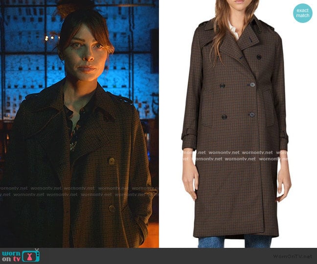 Sandro Even Check Trench Coat worn by Chloe Decker (Lauren German) on Lucifer