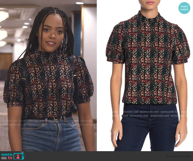 Everleigh Puff Sleeve Mock Neck Knit Top worn by Tabitha Foster (Quintessa Swindell) on Trinkets
