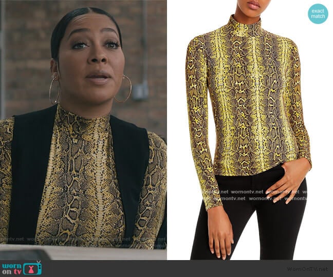 Fore Snakeskin mock neck top