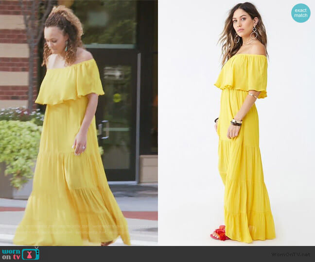 Forever 21 Off the Shoulder Maxi Dress worn by Ashley Darby on The Real Housewives of Potomac