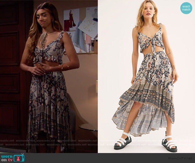Spell and the Gypsy Collective Amethyst Top & Skirt Set worn by Zoe (Kiara Barnes) on The Bold and the Beautiful